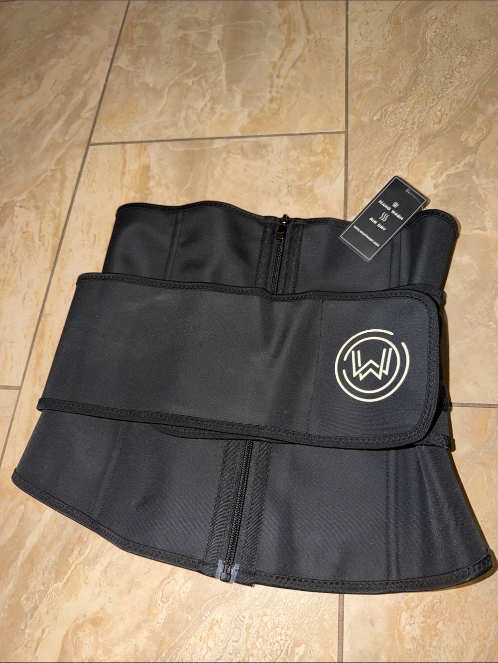 High-Compression Black Waist Trainer Belt with Adjustable Wrap